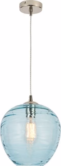 Litecraft Visconte Sarno Blue and Silver Nickel Ceiling Pendant with Glass Sphere Shade