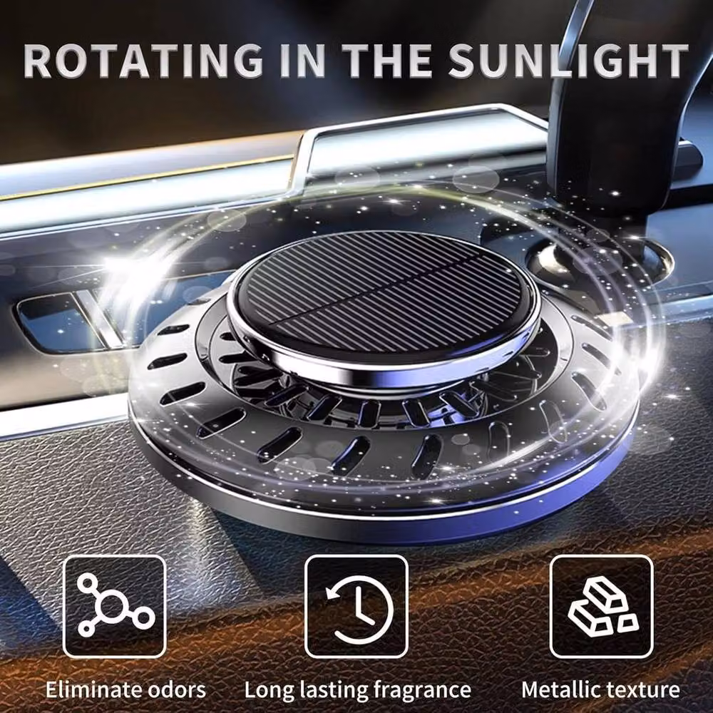 EONLION Solar Rotating Aromatherapy Dashboard Ornament in Black – 3