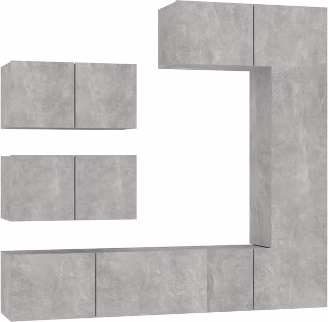 Berkfield Home 6 Piece Classic TV Cabinet Set in Matt Grey Engineered Wood – 1