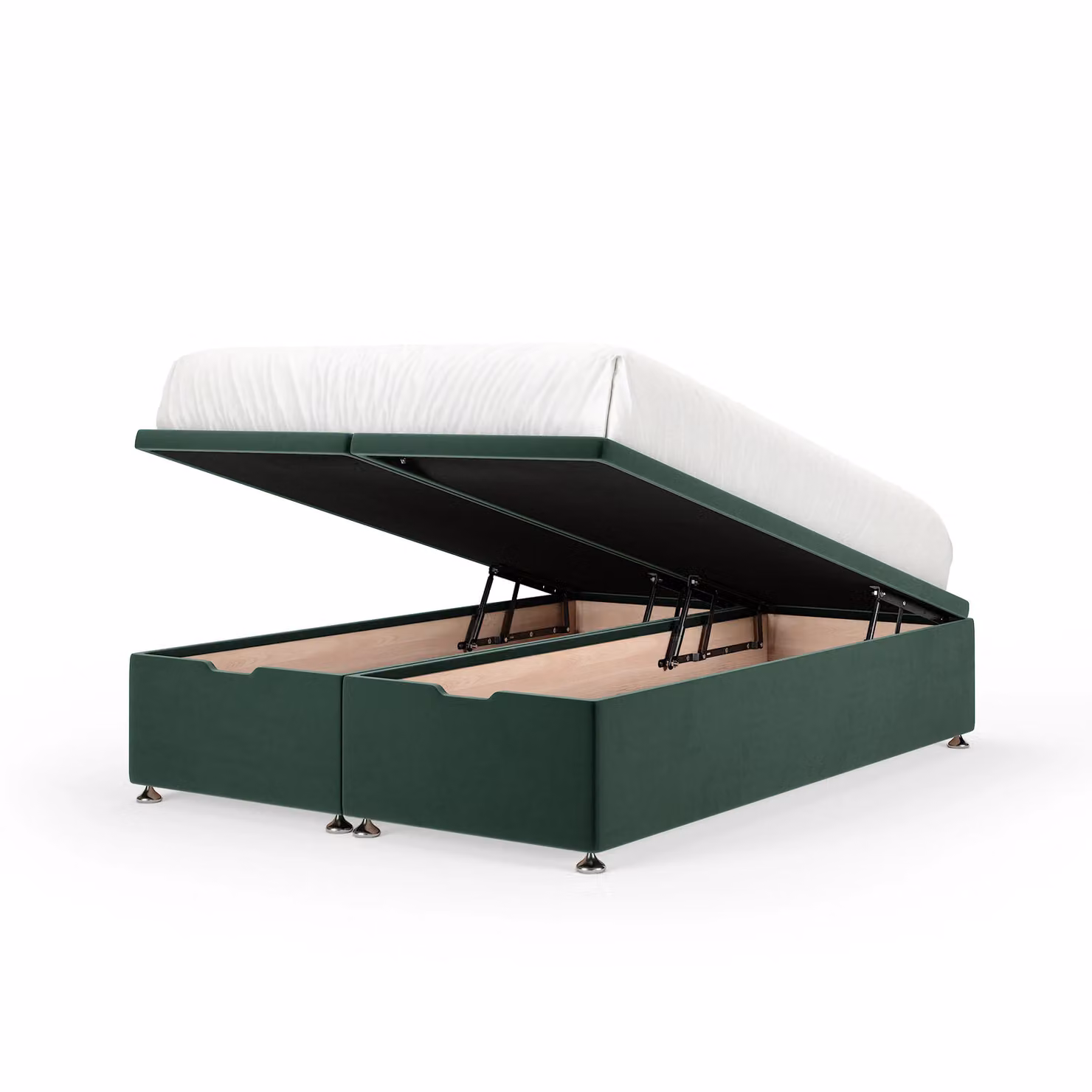 Bedmaster Plush Velvet Ottoman Divan Base in Emerald Green, W/D/H: 140 x 200 cm – 2