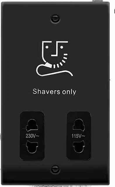 SE Home Matt Black Flush Shaver Socket Plate