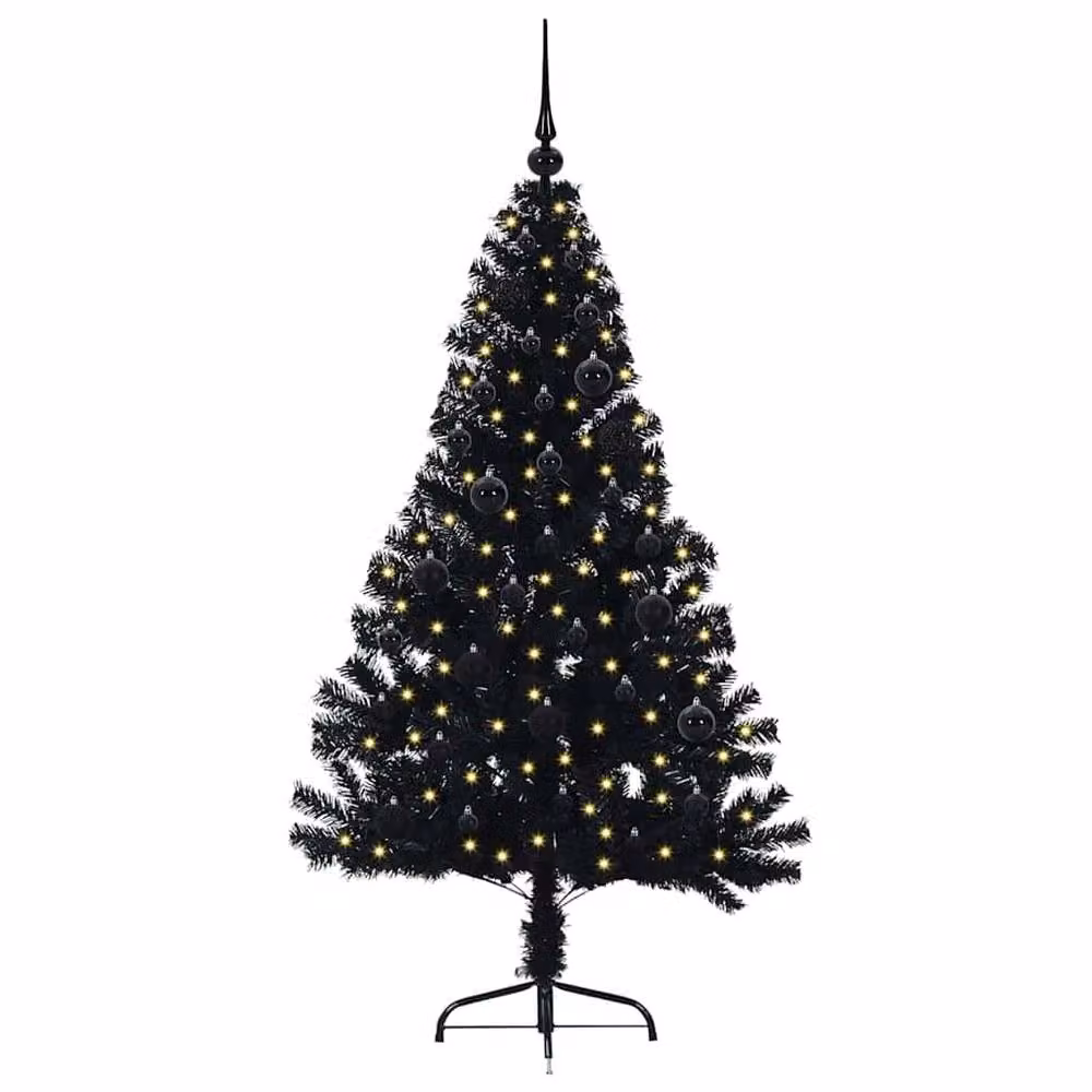 Berkfield Home Artificial Pre-lit Christmas Tree, Black, Height: 150 cm – 3