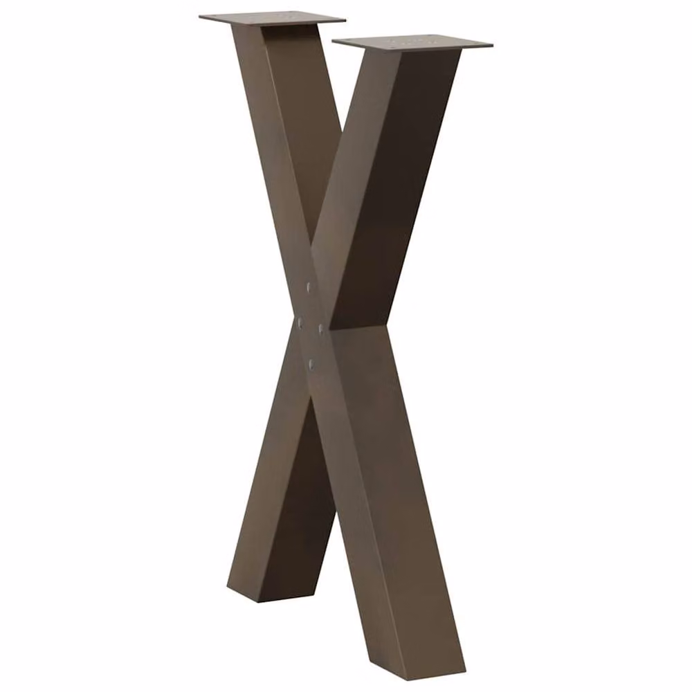 Berkfield Home X-Shaped Dining Table Legs, 2 Piece Set, Brown Matt Steel, W/H: 60 x 73 cm – 2