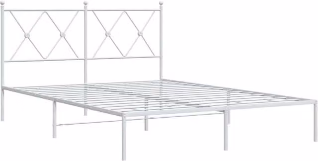 Berkfield Home Metal Bed Frame with Headboard, White, W/D/H: 135 x 190 x 90.5 cm