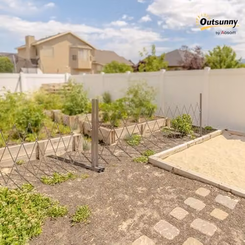Outsunny Expanding Aluminium Trellis Fence, Dark Brown, W: 300 cm, H: 103.5 cm – 2