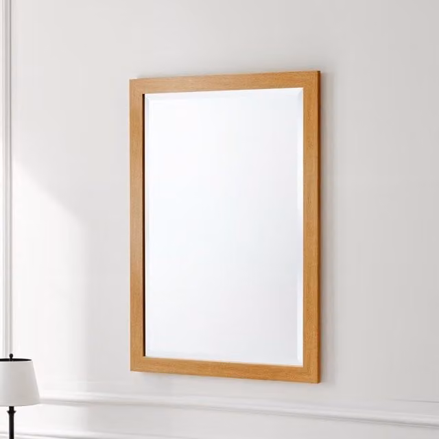 Yearn Modern Rectangular Bevelled Wall Mirror, Brown, W: 85 cm, H: 60 cm