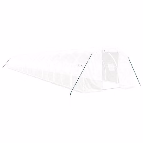 vidaXL Greenhouse with Steel Frame, White, W: 22 m, D: 3 m, H: 2 m