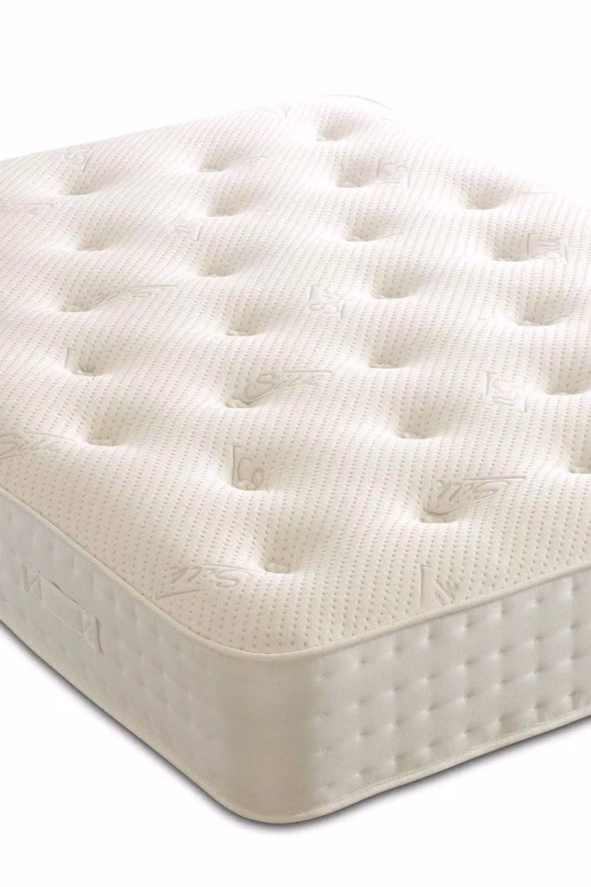 The Shire Bed Company Ilkley White Pocket Tufted Mattress, W/D/H: 90 x 200 cm, Cotton and Viscose Fabric