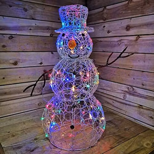 Premier 90cm Lit Soft Acrylic Christmas Snowman with 80 Multicolour LEDs – 1