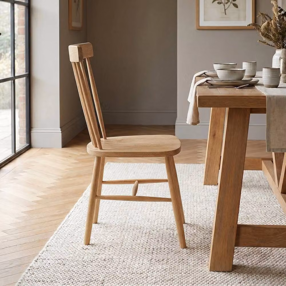 FORGEVIO Marbury Classic Oiled Oak Back Dining Chair in Light Oak – 4