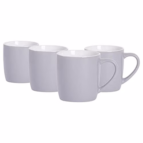 Argon Tableware Grey Stoneware Coffee Mugs, 350ml, Pack of 4 – 1
