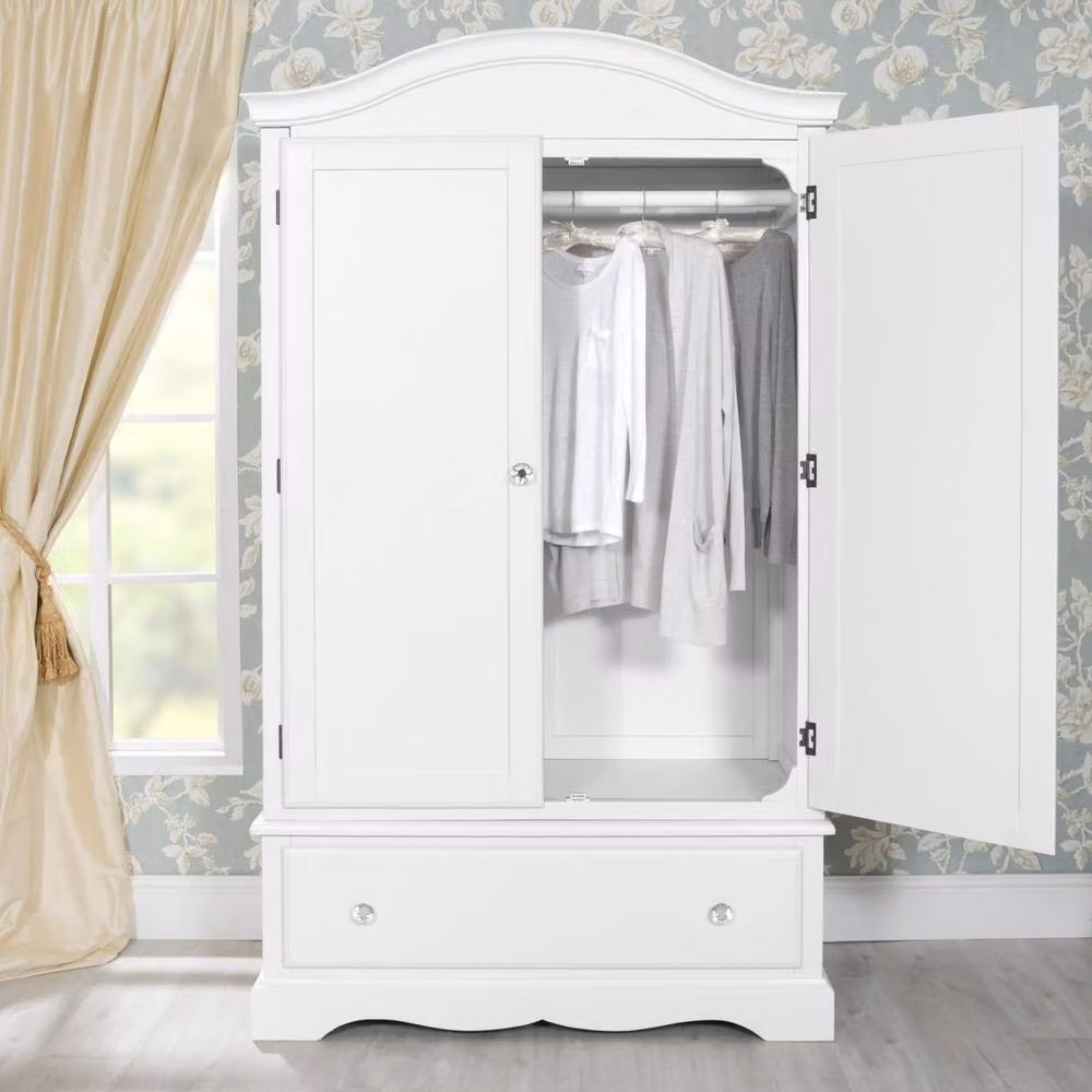 Statement Furniture Romance Double Wardrobe in White with Internal Drawers and Hanging Rail, H 193 x W 115 x D 59 cm – 2