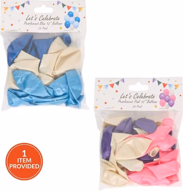 Lets Celebrate Pack of 25 Pearlised Pink or Blue Balloons