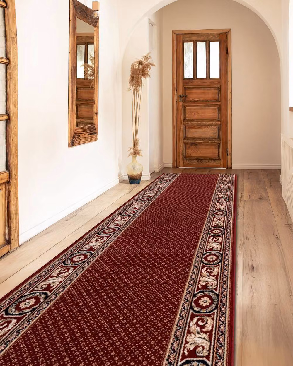 RugsX Red Wool Oriental Boho Square Rug, W/D/H: 100 x 100 cm – 2