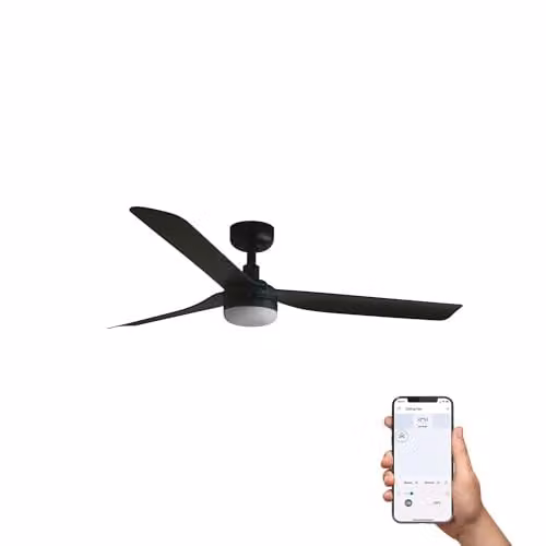 Netlighting Punt Smart LED Ceiling Fan, Matt Black, 132 cm – 1