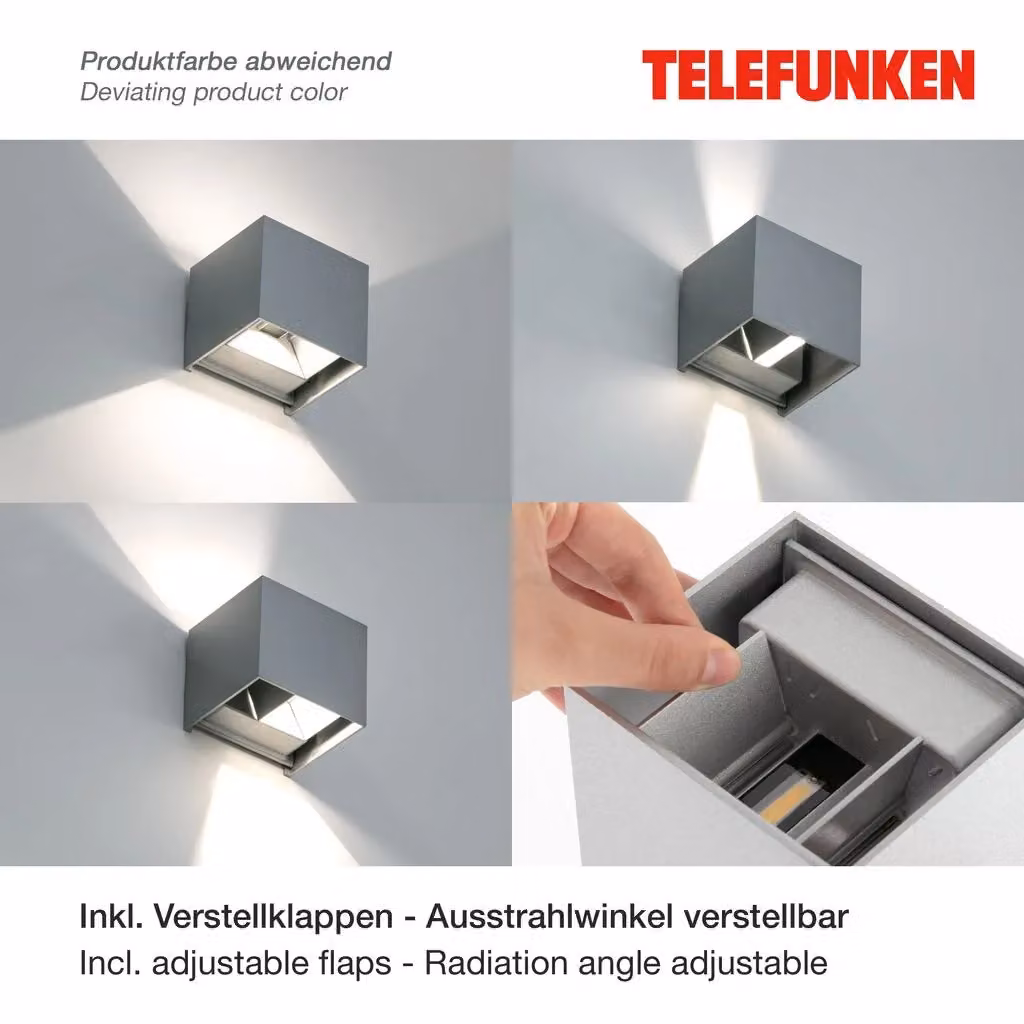 TELEFUNKEN Anthracite 7W LED Outdoor Wall Light in Black – 3
