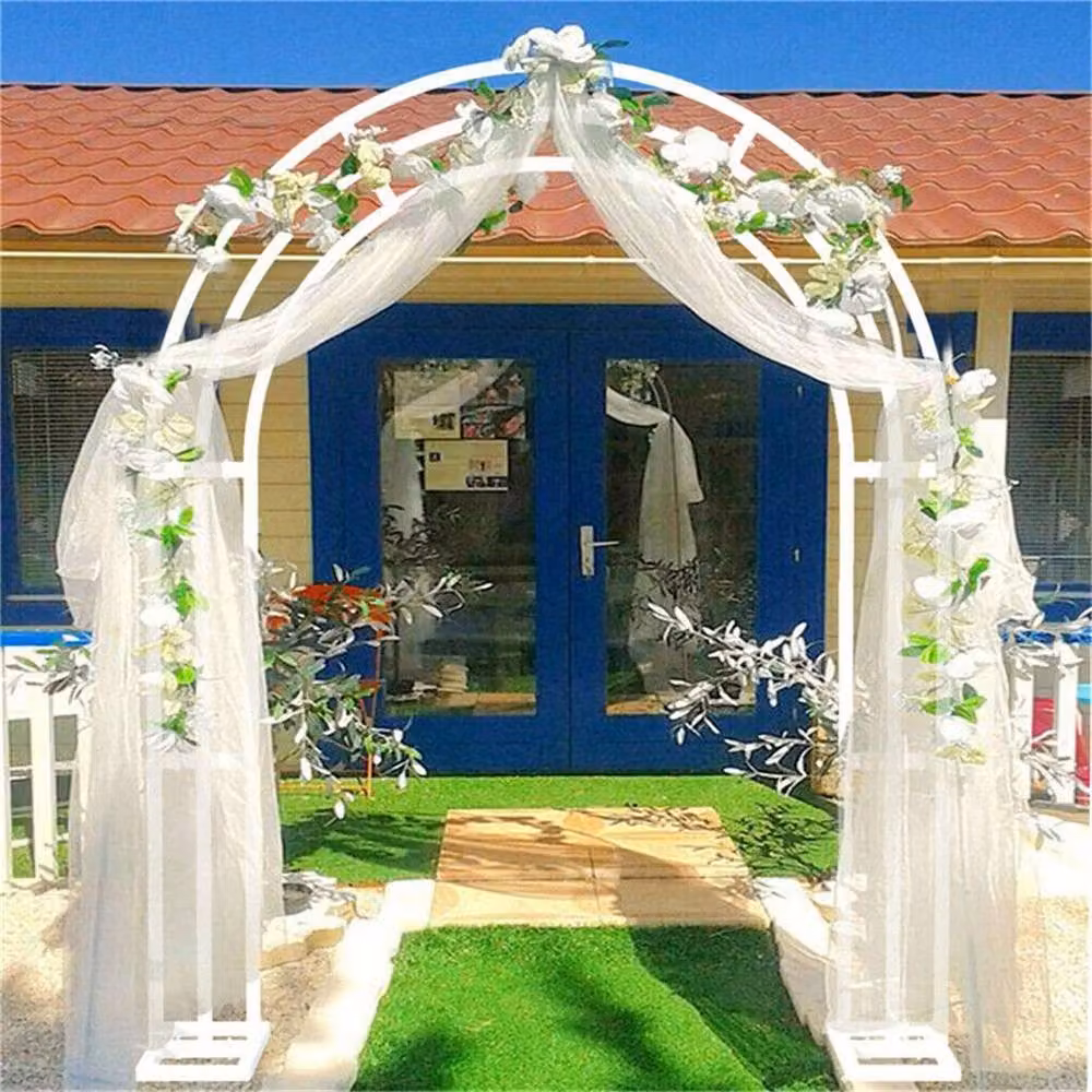 NESTLUNE 3 Layer Metal Wedding Arch Backdrop Stand in White, W: 100 cm, D: 15 cm – 4