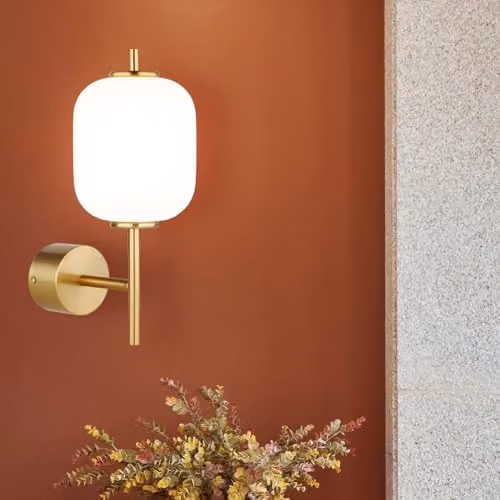 Globo Lighting Modern LED Wall Lamp in Brass and White Glass – 2