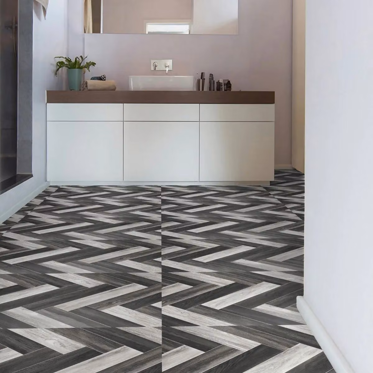 Vinyl Flooring UK Grey Rustic Wood Effect Foam Backed Plank Vinyl Flooring W/D/H: 200 x 100 x 0.23 cm – 4