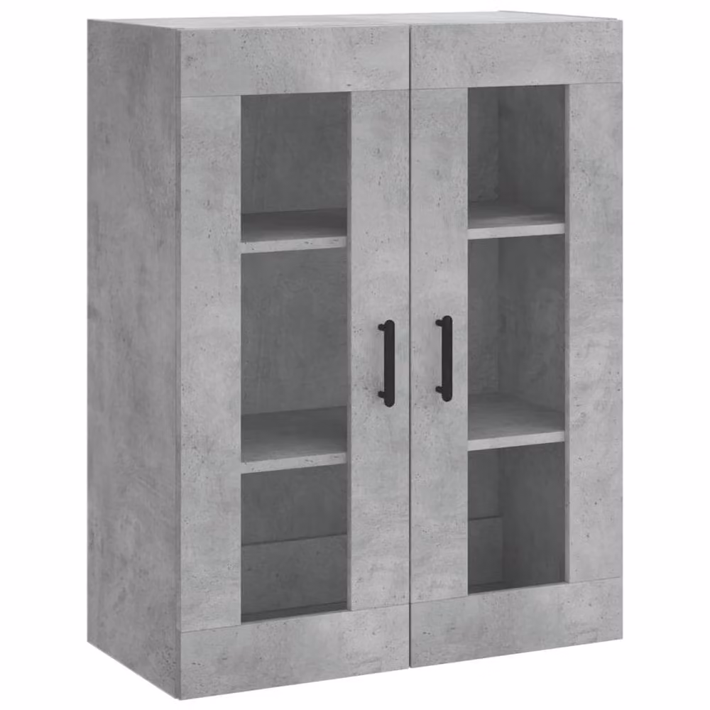Berkfield Home Set of 2 Wall Mounted Cabinets in Grey with Glass Doors and Internal Shelves – 4