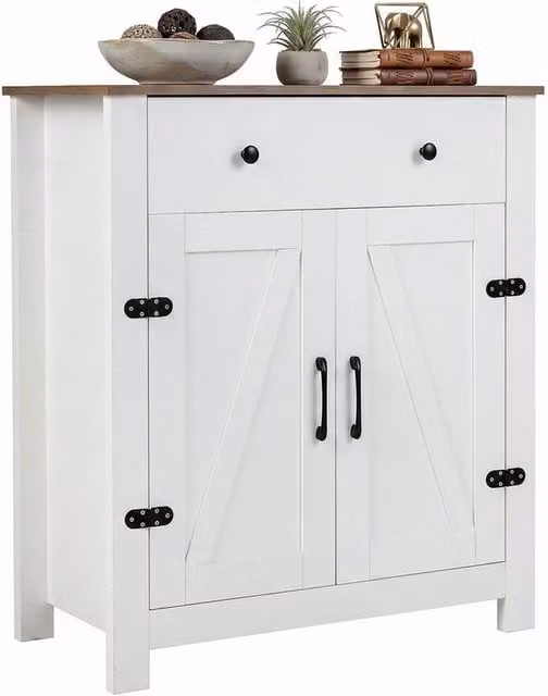 KORVIXA White Buffet Cabinet with 5-Tier Adjustable Shelf
