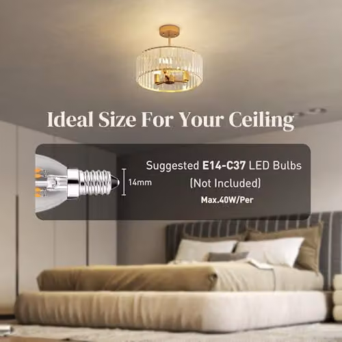 HOMCOM Modern Crystal Semi Flush Mount Ceiling Light in Gold and Transparent – 3