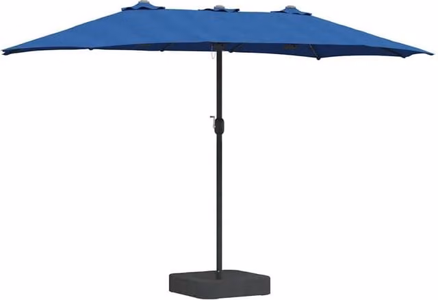 Berkfield Blue Folding Garden Parasol with Polyester Fabric and Steel Frame, W/D/H: 385 x 209 x 244 cm