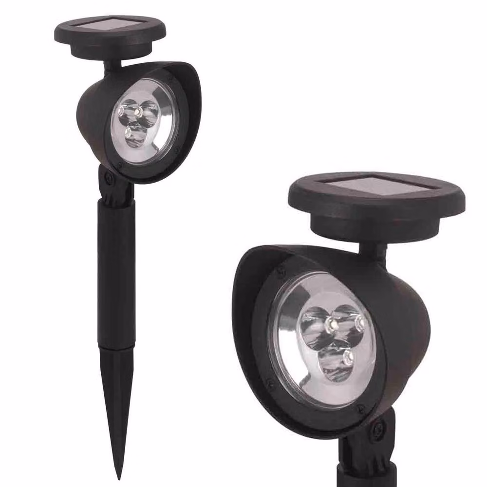 mysmartbuy Pack of 4 Black Solar LED Directional Spotlights with Adjustable Ground Spikes and Dusk Sensor – 3