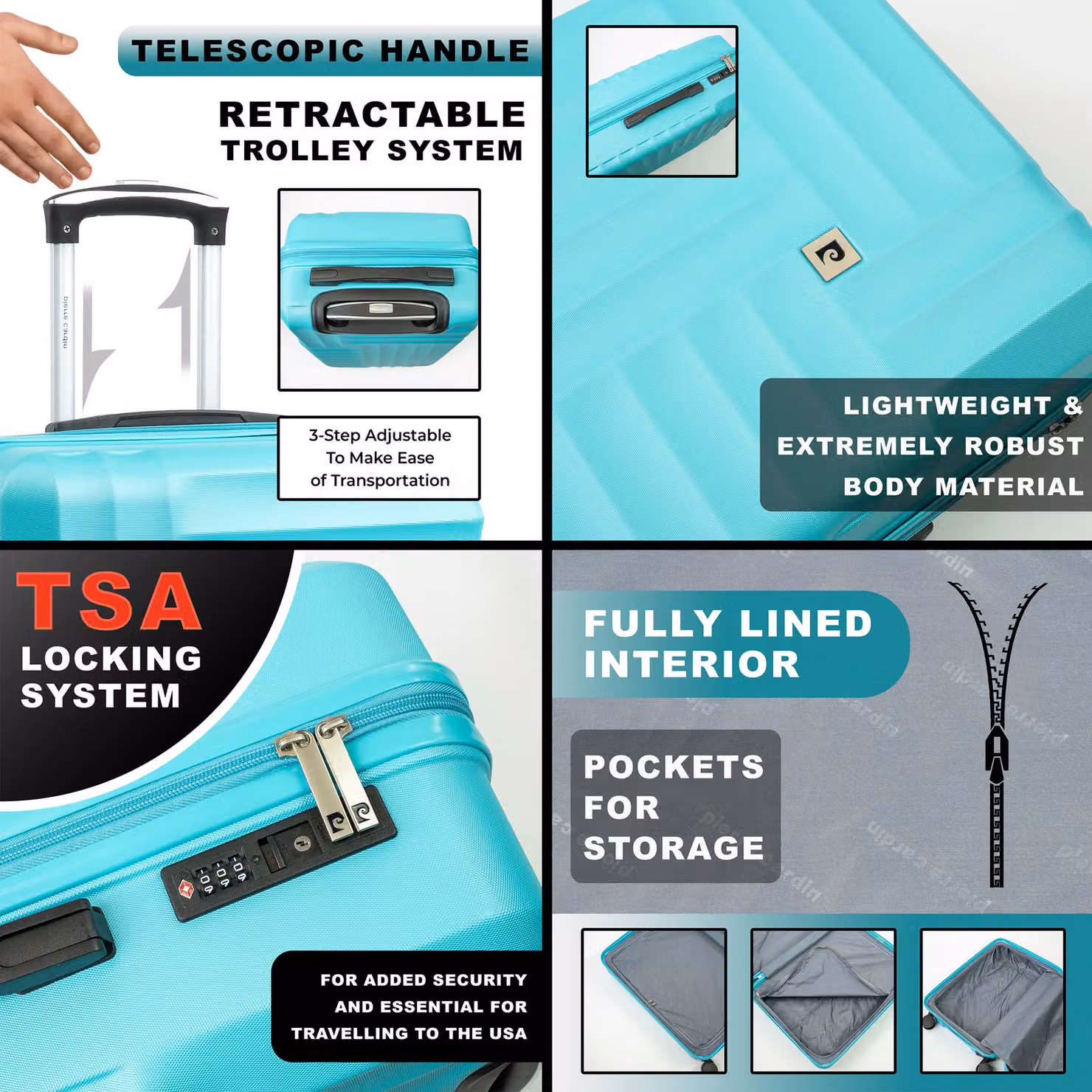 Pierre Cardin Soleil 3-Piece Hard Sided Wheeled Suitcase Set with TSA Locks in Teal – 2