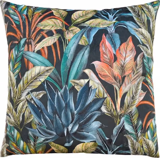 Mogori Vendure Floral Digitally Printed Velvet Cushion in Blue and Multicolour