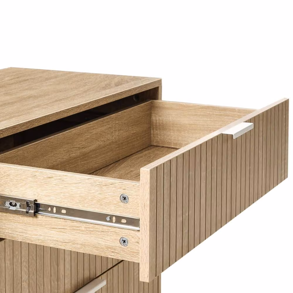 Wyld and Coco Six-Drawer Scandinavian Chest in Light Brown MDF with Metal Legs – 3