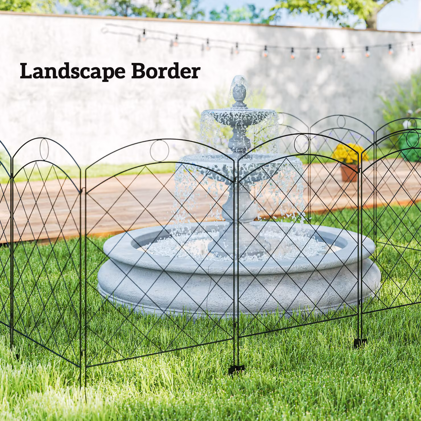 Outsunny Black Steel Palisade Garden Fence Panels, Set of 4, H: 110 cm, W: 350 cm – 3
