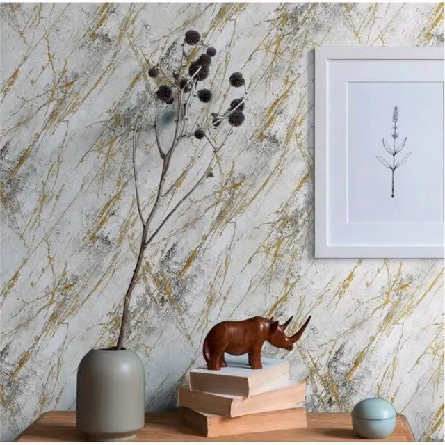 Havendro Grey and Gold Marble Effect Abstract Wallpaper – 1