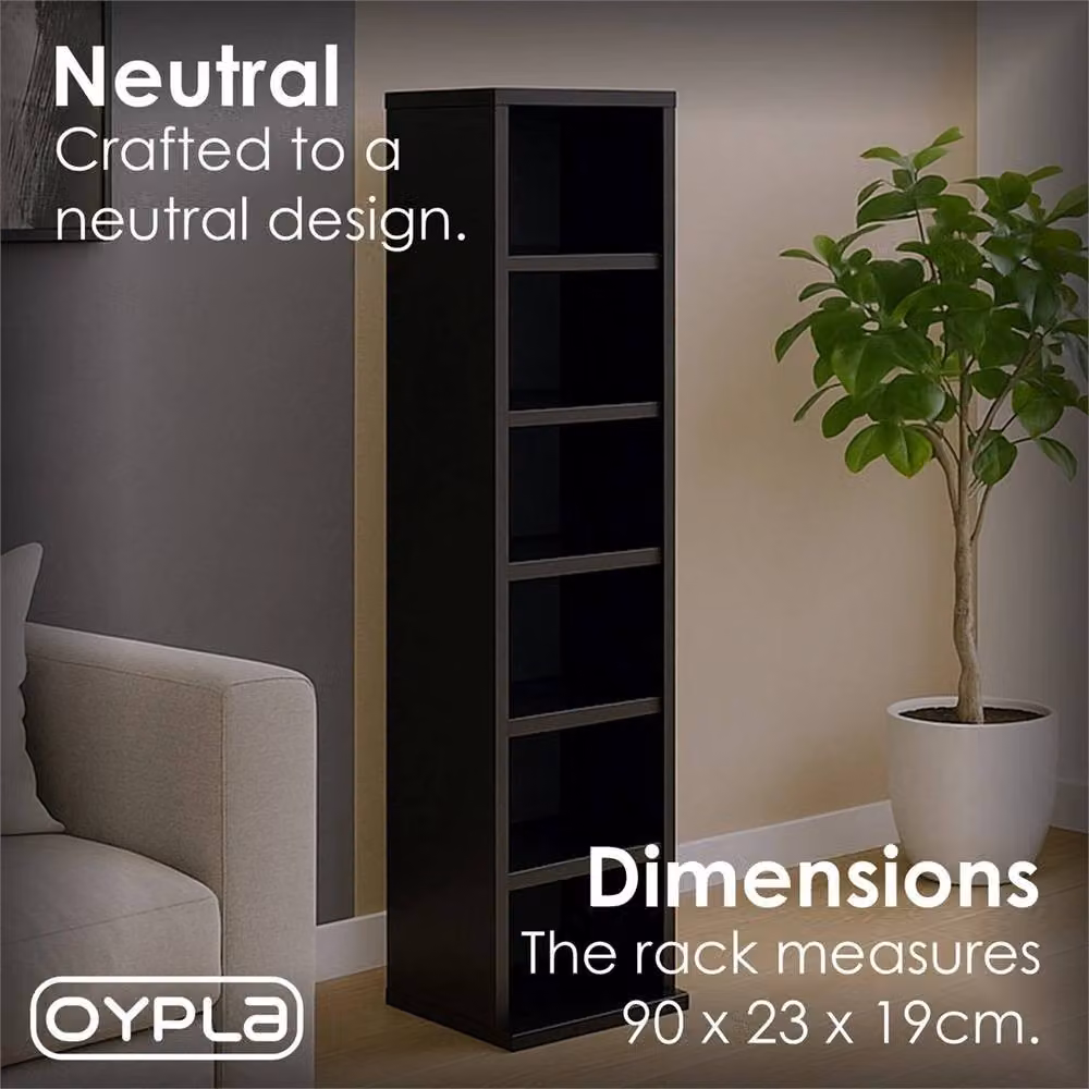 Nordara 6-Tier Black Wooden CD and DVD Storage Tower with 102 Media Compartments – 2