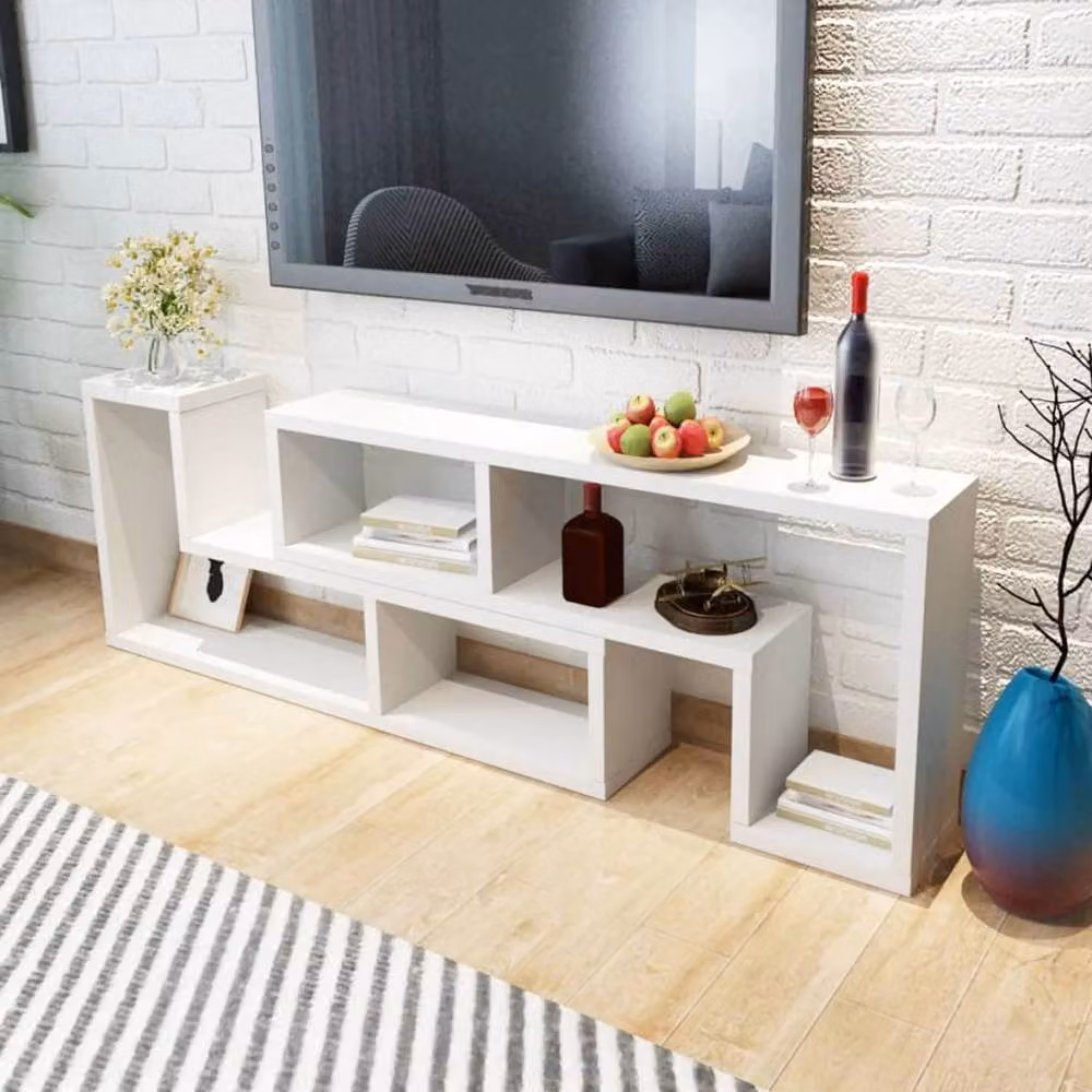 Berkfield Home Double L-Shaped TV Cabinet in White, W/D/H: 120 x 30 x 56.4 cm – 2