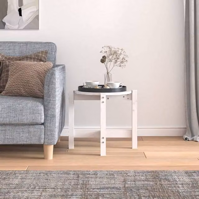 Berkfield Home Beautiful Round White Solid Pine Coffee Table, Diameter: 52.5 cm, Height: 45 cm – 1