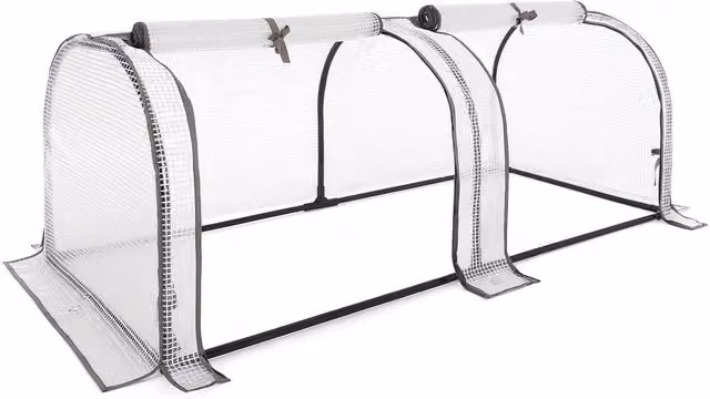Christow Large 2-Section Garden Polytunnel Growhouse with Steel Frame and Transparent Plastic Cover – 1