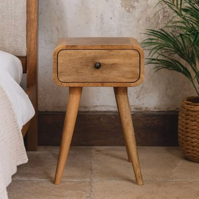 Wyld Haus Vicenza Mango Wood Nightstand with Drawer, Brown, W/D/H: 30 x 30 x 49 cm – 1
