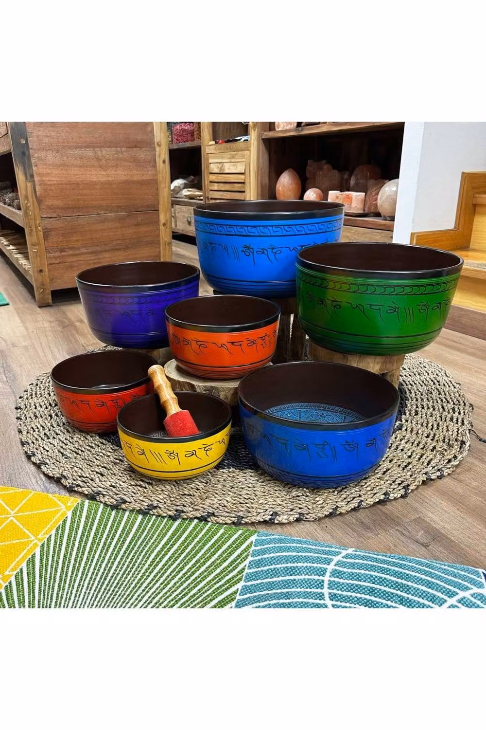 KDMD Large Chakra Singing Bowls Set of 7 Resonant Healing Bowls, Multicolour, W: 35 cm, H: 19.5 cm – 3