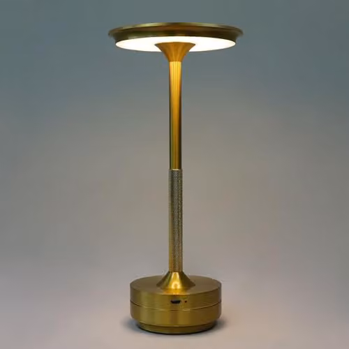 Harper Living Cordless Rechargeable LED Table Lamp, Dimmable and Colour Changing, Gold/Brass