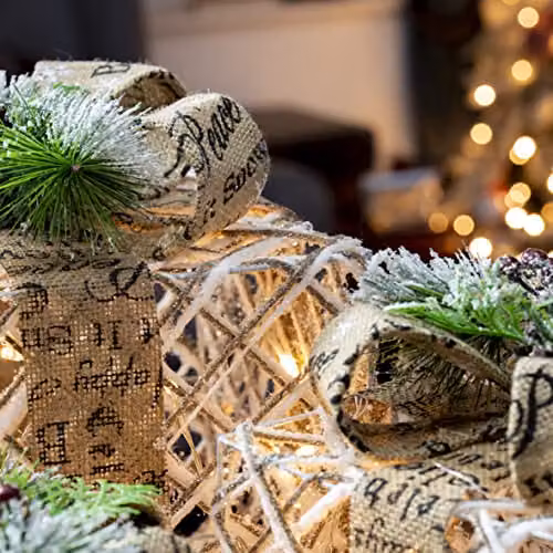 The Christmas Workshop Set of 3 Light-Up Christmas Boxes in White and Brown with 45 Warm White LED Lights, W/D/H: 30.0 x 25.0 x 30.0 cm – 3