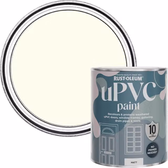 Rust-Oleum Water-Based uPVC Door and Window Paint in Matt Antique White, 0.75 l – 1