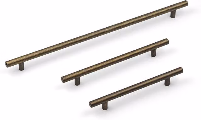 Handle & Home Round T-Bar Cabinet Handle in Antique Brushed Brass, 188mm