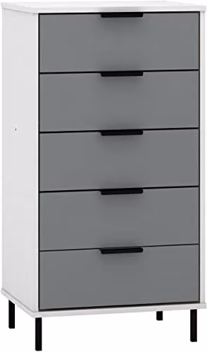Seconique Madrid 5 Drawer Chest of Drawers in Grey and White Gloss