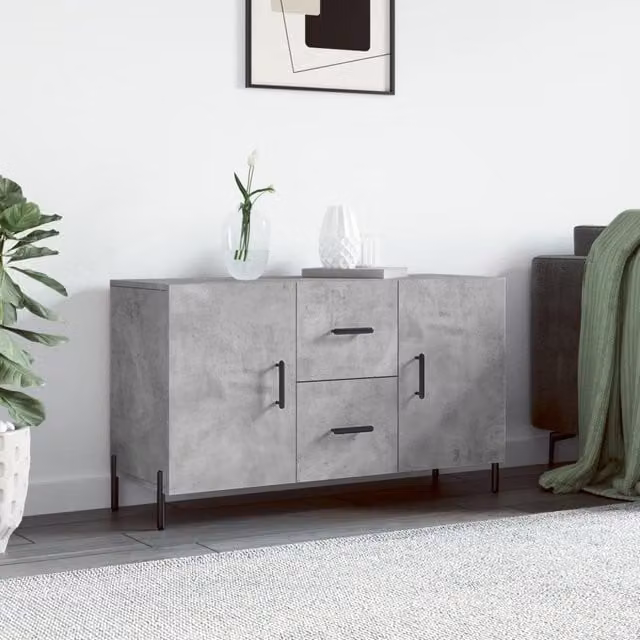 Berkfield Home Modern Sideboard in Concrete Grey, W/D/H: 100 x 36 x 60 cm – 1