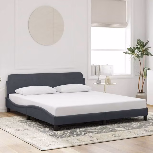 Berkfield Home Upholstered Velvet Super King Bed Frame in Dark Grey, 180 x 200 cm