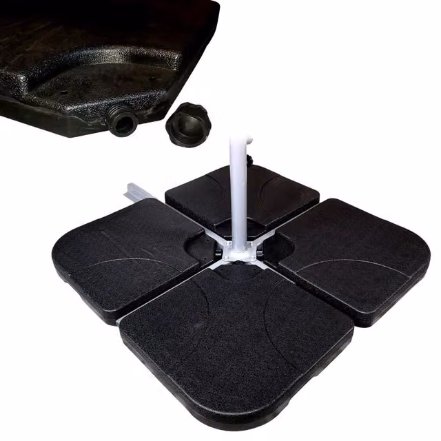 Samuel Alexander 4 Pack Square Black Plastic Parasol Bases for Garden Use