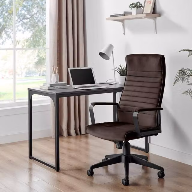 FurnitureboxUK Centro Brown Velvet Reclining Office Chair – 1