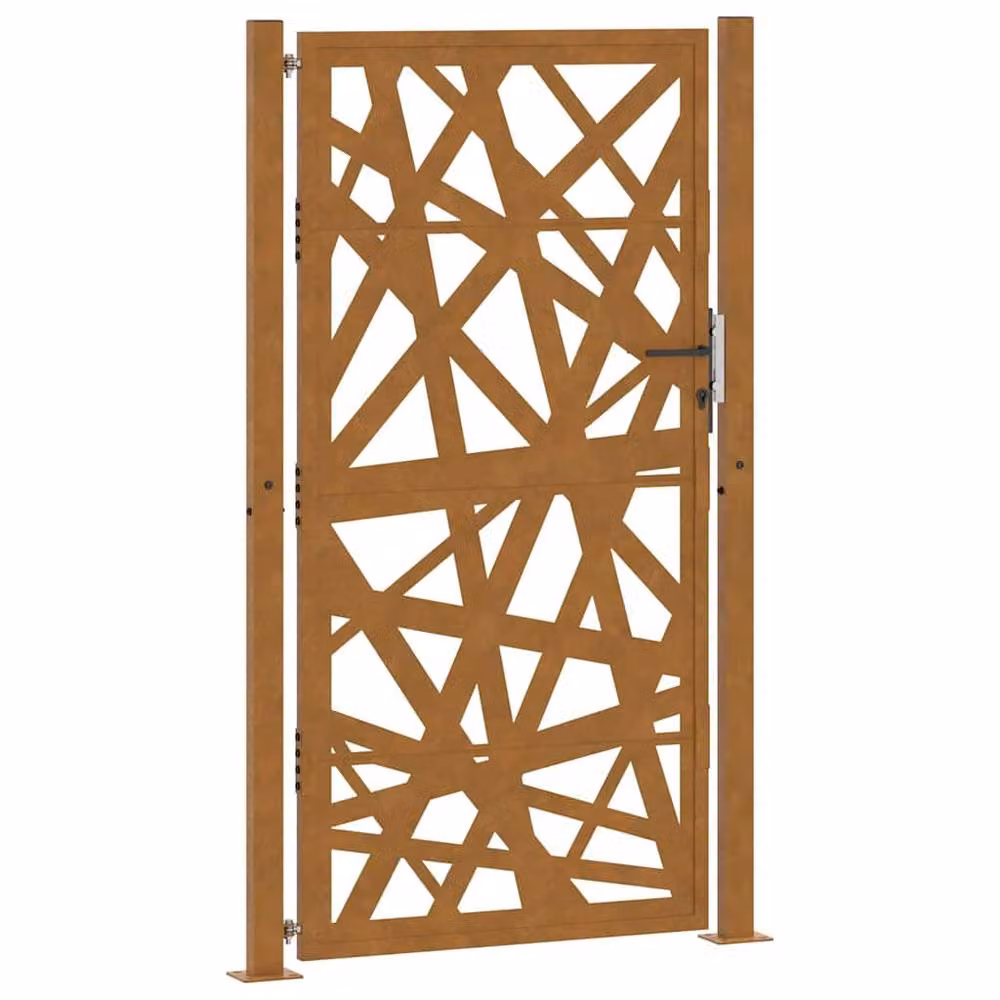 Berkfield Home Beautiful Garden Gate in Brown Weathering Steel, W: 105 cm, H: 180 cm – 2