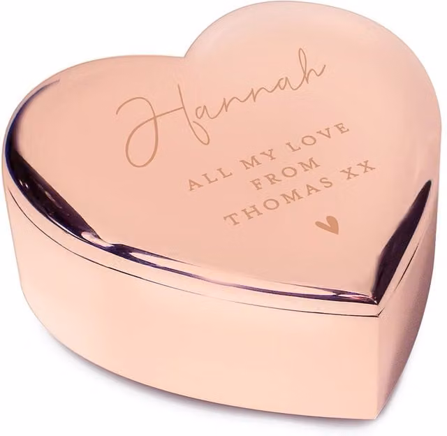 Personalised Memento Company Gold Heart Trinket Box